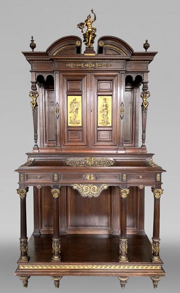 Aimé Millet (1819–1891) — Large Neo-Renaissance cabinet in walnut and gilt bronze Aimé Millet (1819–1891) — Large Neo-Renaissance cabinet in walnut and gilt bronze-0