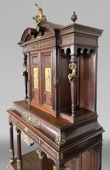 Aimé Millet (1819–1891) — Large Neo-Renaissance cabinet in walnut and gilt bronze Aimé Millet (1819–1891) — Large Neo-Renaissance cabinet in walnut and gilt bronze-1
