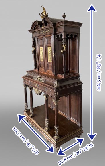 Aimé Millet (1819–1891) — Large Neo-Renaissance cabinet in walnut and gilt bronze Aimé Millet (1819–1891) — Large Neo-Renaissance cabinet in walnut and gilt bronze-17