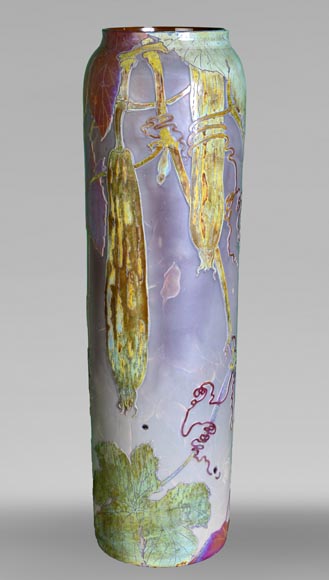 Clain & Perrier - Glass Paste Vase Decorated With Coloquintes, Circa 1900-0
