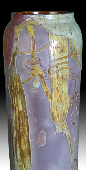 Clain & Perrier - Glass Paste Vase Decorated With Coloquintes, Circa 1900-4
