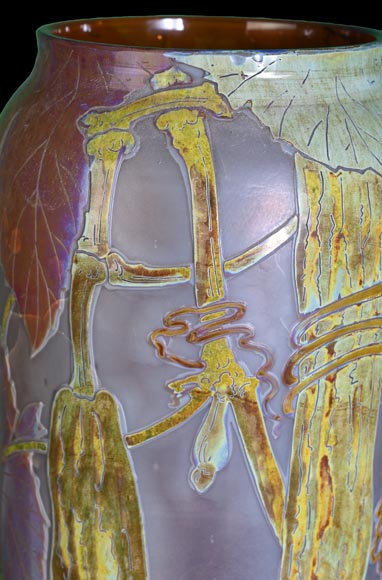 Clain & Perrier - Glass Paste Vase Decorated With Coloquintes, Circa 1900-6