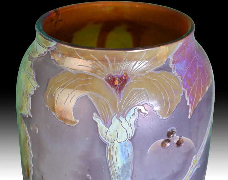 Clain & Perrier - Glass Paste Vase Decorated With Coloquintes, Circa 1900-11