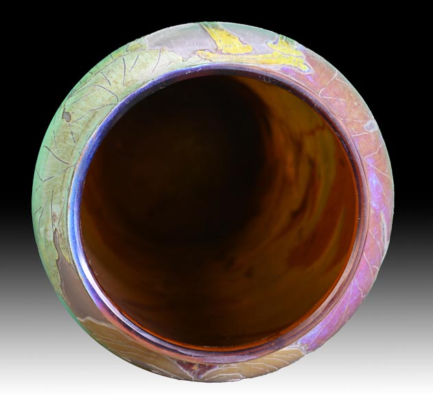 Clain & Perrier - Glass Paste Vase Decorated With Coloquintes, Circa 1900-15