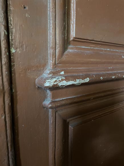 Large Antique Molded Double Door in Softwood, Oxblood Red Paint-5