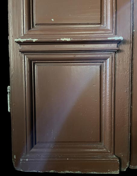 Large Antique Molded Double Door in Softwood, Oxblood Red Paint-6