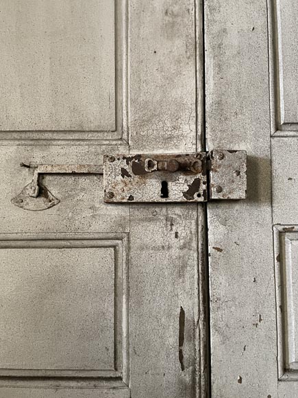 Large Antique Molded Double Door in Softwood, Oxblood Red Paint-7