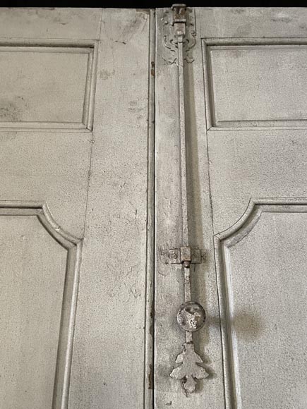 Large Antique Molded Double Door in Softwood, Oxblood Red Paint-8