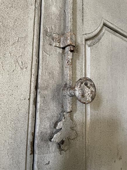 Large Antique Molded Double Door in Softwood, Oxblood Red Paint-9