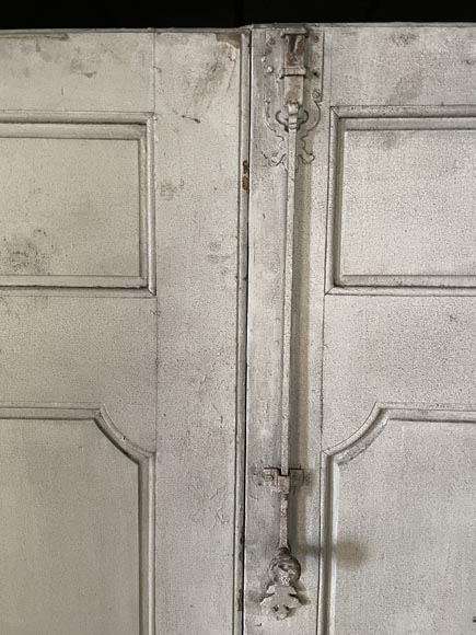 Large Antique Molded Double Door in Softwood, Oxblood Red Paint-10