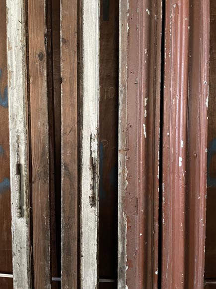 Large Antique Molded Double Door in Softwood, Oxblood Red Paint-12