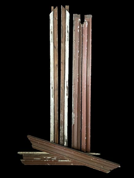 Large Antique Molded Double Door in Softwood, Oxblood Red Paint-13