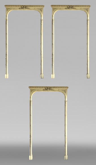 Set of Three Carved Wooden Curtain Boxes, Louis XVI Period-0