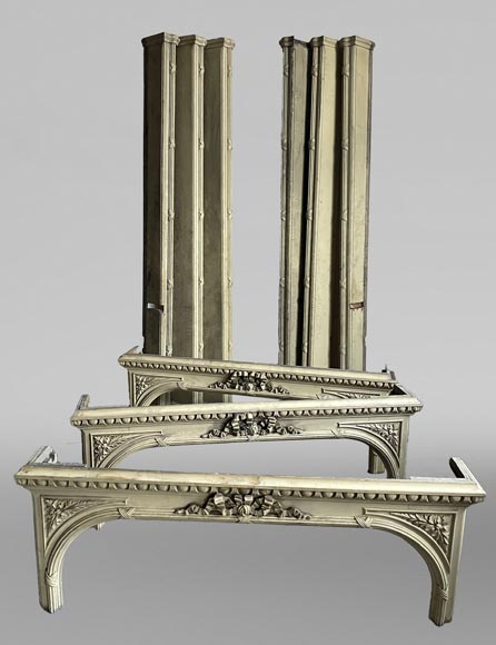 Set of Three Carved Wooden Curtain Boxes, Louis XVI Period-2