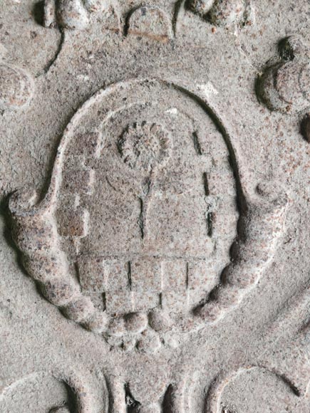 Large fireback with coat of arms dated 1709-8