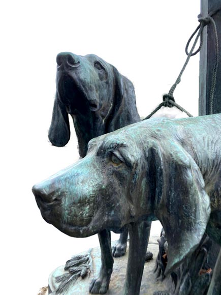 Auguste-Nicolas CAÏN, two monumental bronze groups, original stone bases, 1893-4