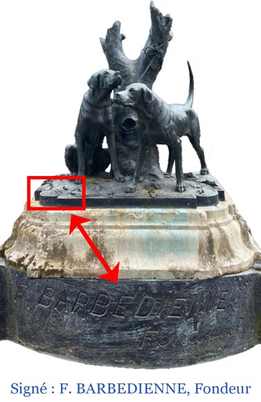 Auguste-Nicolas CAÏN, two monumental bronze groups, original stone bases, 1893-12