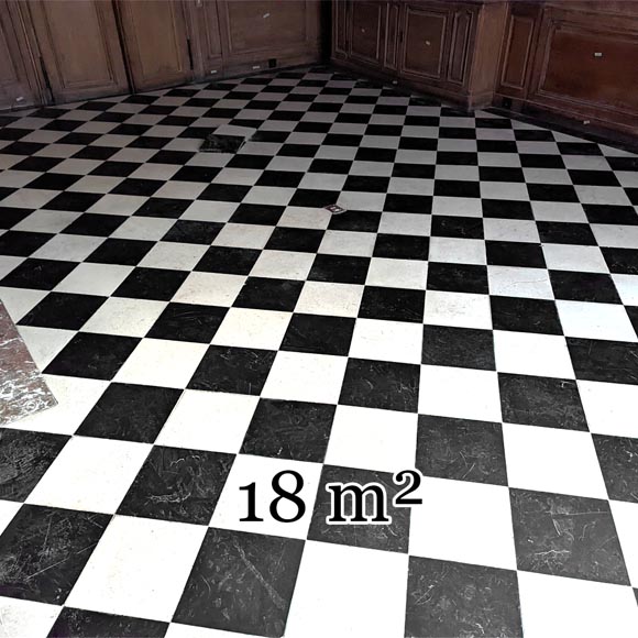 Checkerboard floor in stone and black marble .-0