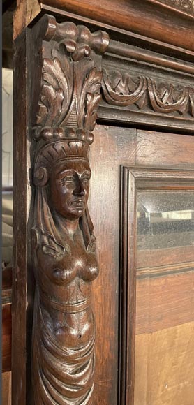 Monumental Napoleon III Carved Oak Glazed Double Door - Renaissance Style-3