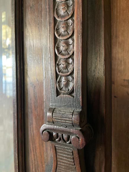 Monumental Napoleon III Carved Oak Glazed Double Door - Renaissance Style-7