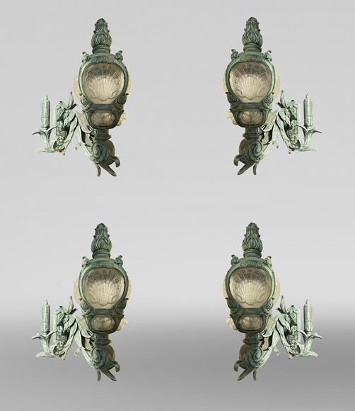 4 cast iron wall lights, based on models from the Pont Alexandre III-0
