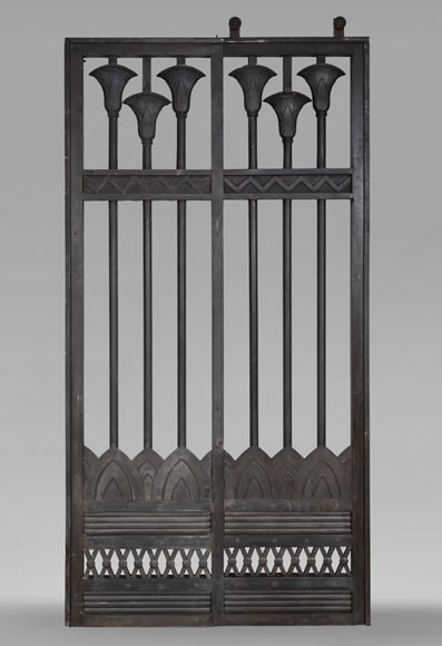 Sliding Gate with Egyptian-Inspired Design, circa 1880-0