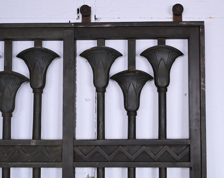 Sliding Gate with Egyptian-Inspired Design, circa 1880-4