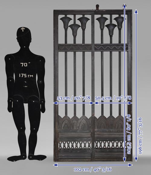 Sliding Gate with Egyptian-Inspired Design, circa 1880-10