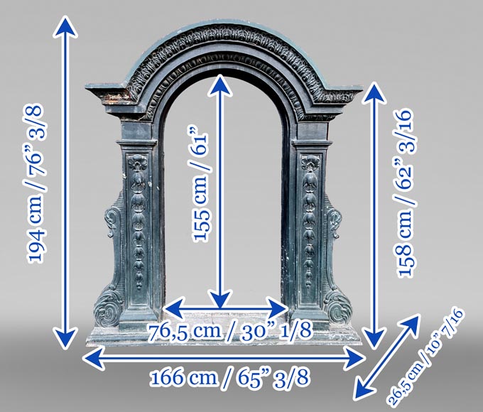 Cast Iron Window Frame, Napoleon III Style, 19th Century-9