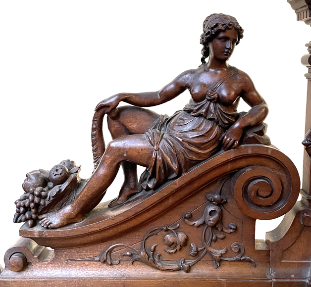 Jean-Paul MAZAROS (1823-1900), Neo-Renaissance four-poster bed in carved walnut-5