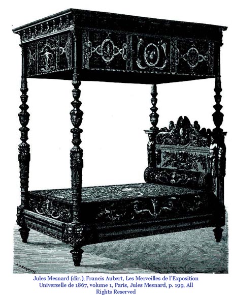 Jean-Paul MAZAROS (1823-1900), Neo-Renaissance four-poster bed in carved walnut-16