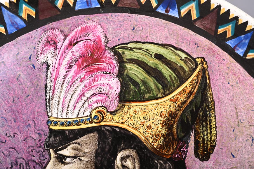 BALLEROY & Co. (porcelain), Joseph Albert PONSIN (painter), Pair of Decorative Plates Adorned with Portraits of an Assyrian Man and Woman, 1876?-3