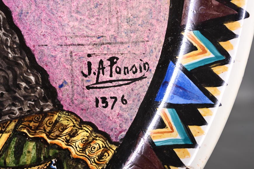 BALLEROY & Co. (porcelain), Joseph Albert PONSIN (painter), Pair of Decorative Plates Adorned with Portraits of an Assyrian Man and Woman, 1876?-8