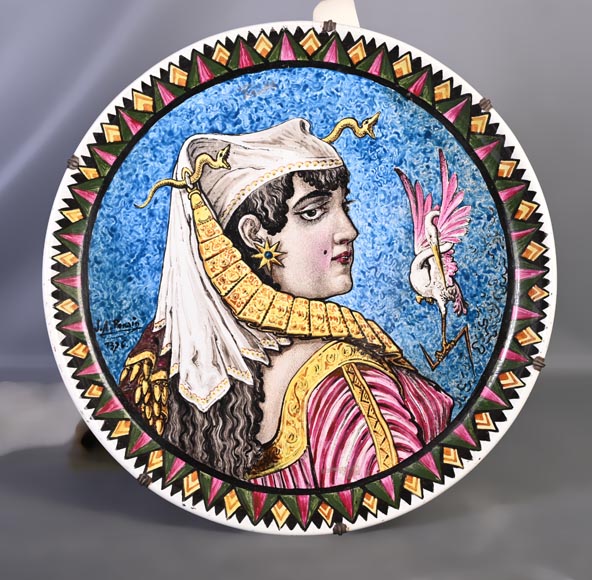 BALLEROY & Co. (porcelain), Joseph Albert PONSIN (painter), Pair of Decorative Plates Adorned with Portraits of an Assyrian Man and Woman, 1876?-12