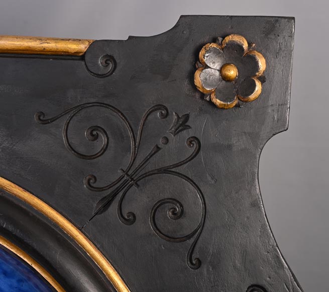 B&Cie (porcelain), Charles POYARD (stamper), Félix FLICK (painter), Ornamental Dish With Portrait of a Berber Woman in its Wooden Frame, 1878-6