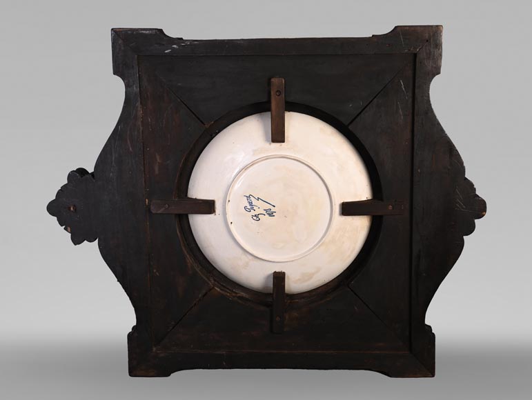 B&Cie (porcelain), Charles POYARD (stamper), Félix FLICK (painter), Ornamental Dish With Portrait of a Berber Woman in its Wooden Frame, 1878-7