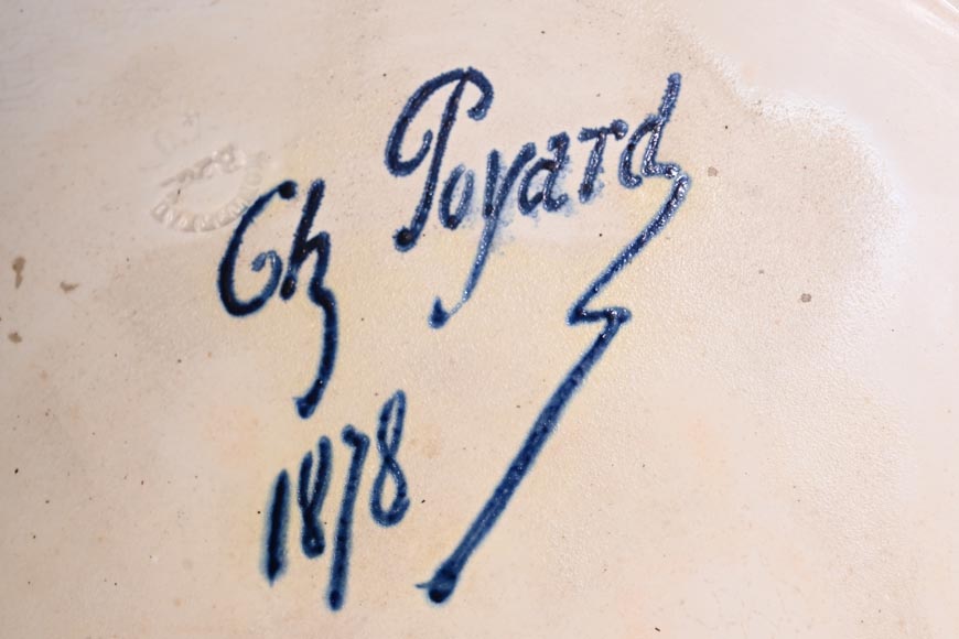 B&Cie (porcelain), Charles POYARD (stamper), Félix FLICK (painter), Ornamental Dish With Portrait of a Berber Woman in its Wooden Frame, 1878-8