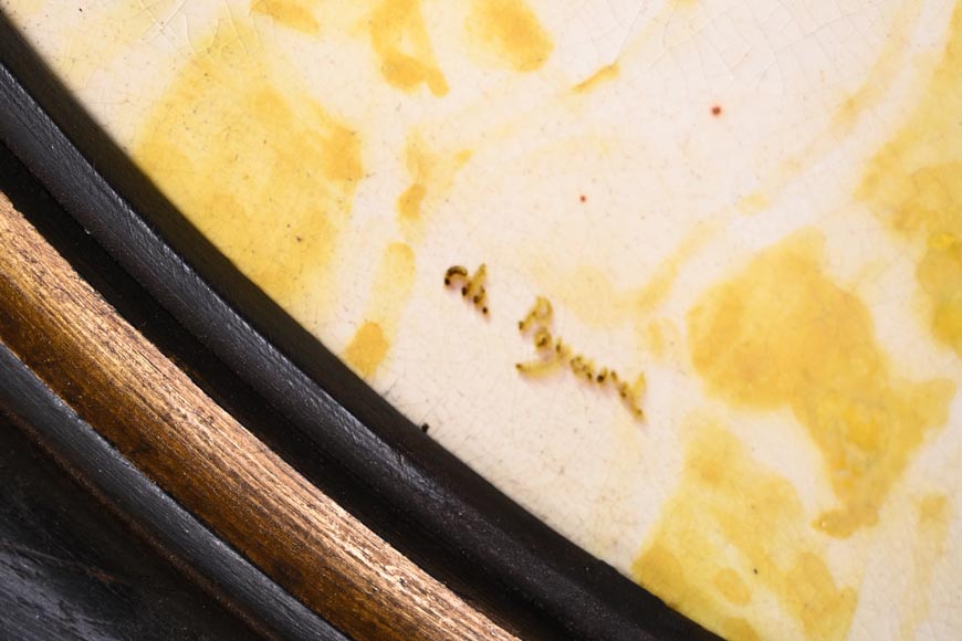 B&Cie (porcelain), Charles POYARD (stamper), Félix FLICK (painter), Ornamental Dish With Portrait of a Berber Woman in its Wooden Frame, 1878-9