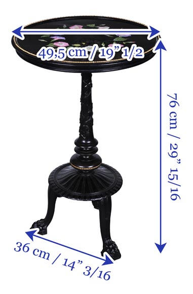 Julien-Nicolas RIVART, Napoleon III Style Gueridon by Julien-Nicolas RIVART – Floral Marquetry on Marble Top-11