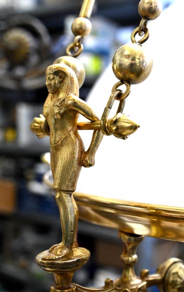 Gilded Bronze Égyptomania Chandelier-8