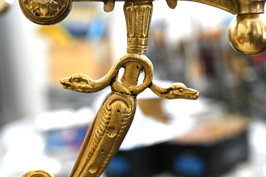 Gilded Bronze Égyptomania Chandelier-9