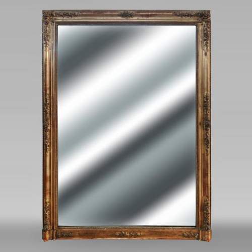 Gold Louis Philippe style trumeau with floral and plant decoration