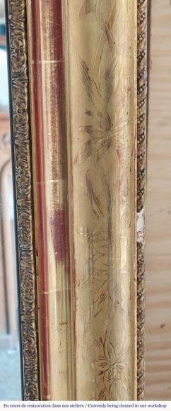Louis Philippe period gilded trumeau decorated with flowers.-3