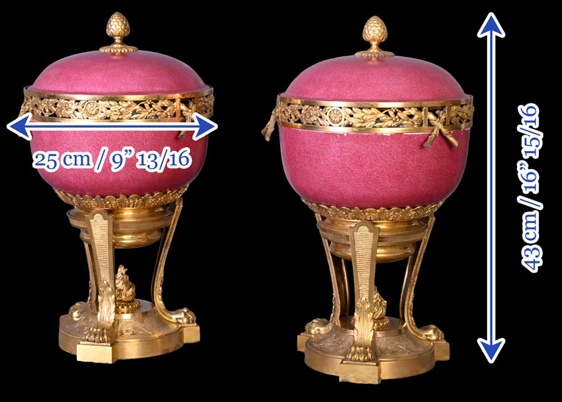 Escalier de CRISTAL (in the spirit of), Pair of pink porcelain potpourris, 19th century-13