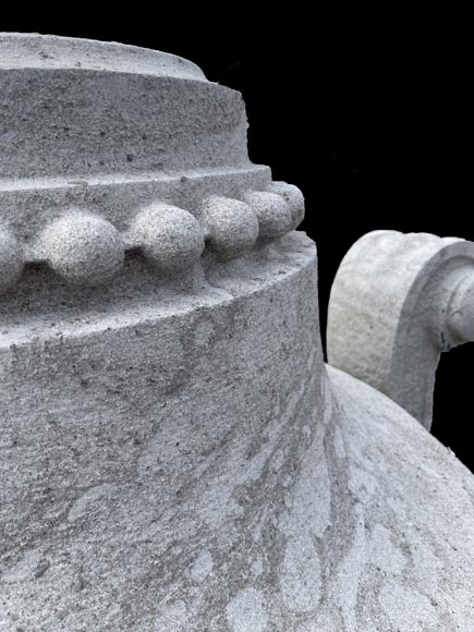 Large carved Soignies stone garden vase, Louis XVI style Large carved Soignies stone garden vase, Louis XVI style-6