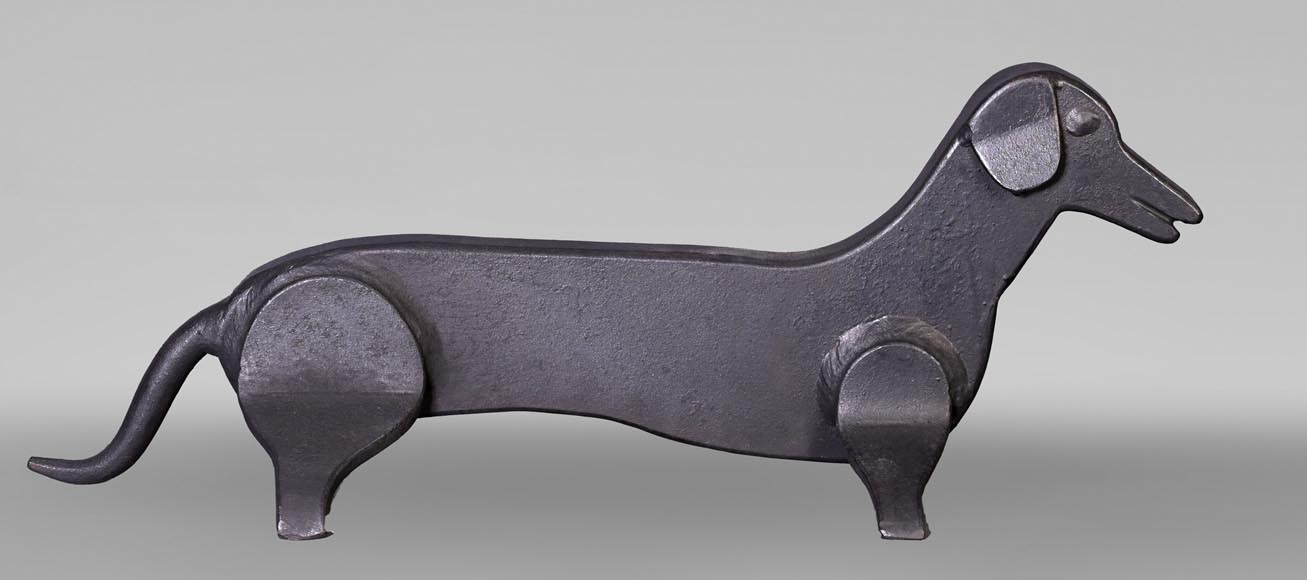 Pair of Wrought Iron Dachshund Andirons, 1950-1