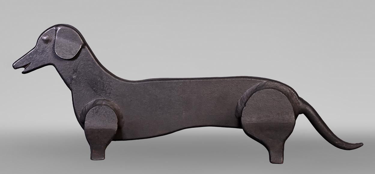 Pair of Wrought Iron Dachshund Andirons, 1950-2
