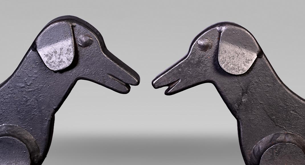 Pair of Wrought Iron Dachshund Andirons, 1950-3