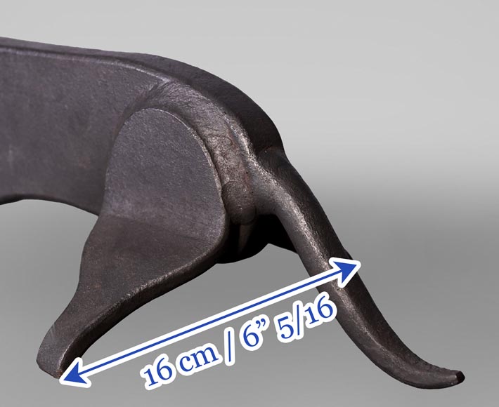 Pair of Wrought Iron Dachshund Andirons, 1950-4