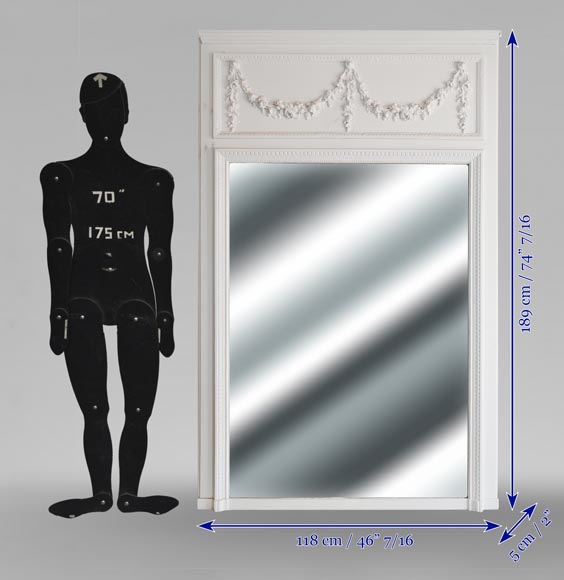 Louis XVI style trumeau decorated with a garland of flowers-5
